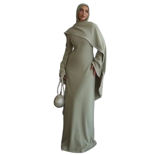 Abaya femme cape et perles – robe longue ample pour occasions
