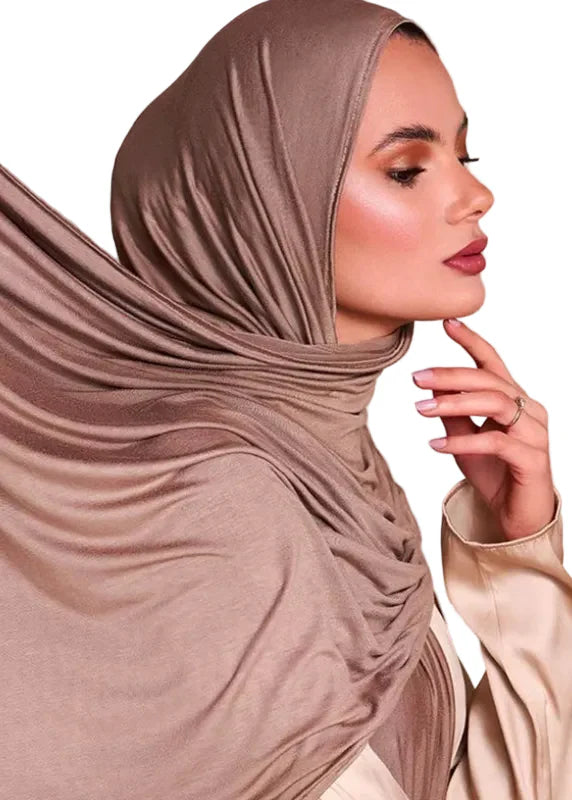 Hijab femme jersey coton modal – foulard long uni doux et extensible