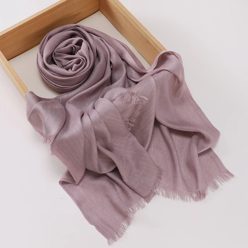 Hijab rayé fil doré – foulard femme léger style voile