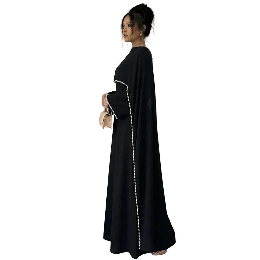 Abaya femme cape et perles – robe longue ample pour occasions