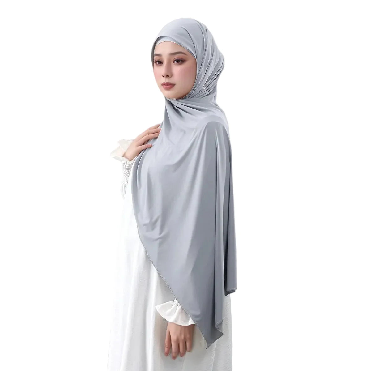 Hijab femme effet soie brillante – foulard fluide 170x60 cm