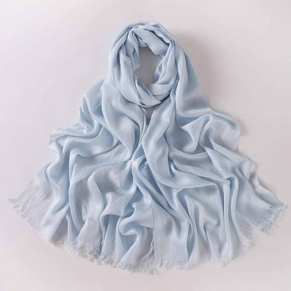 Hijab rayé fil doré – foulard femme léger style voile