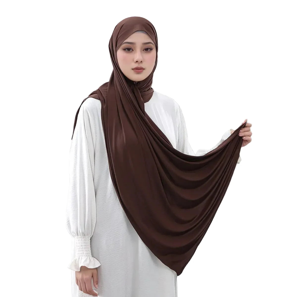 Hijab femme effet soie brillante – foulard fluide 170x60 cm