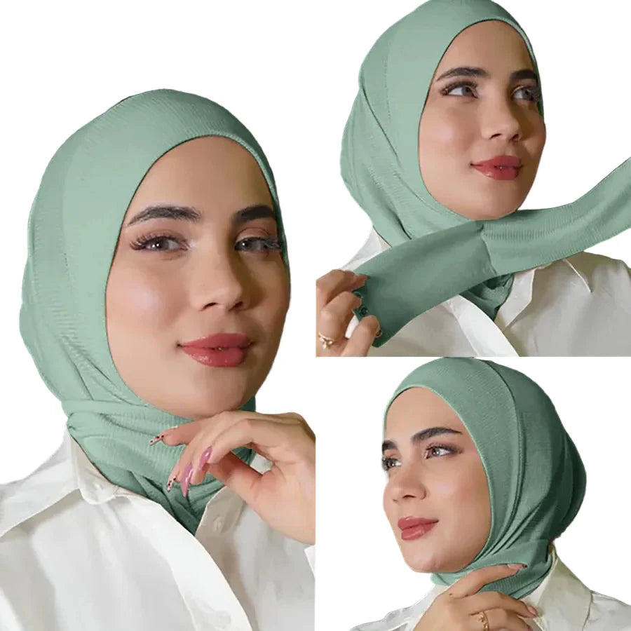Sous-hijab fin femme – turban stretch ajusté en tissu texturé
