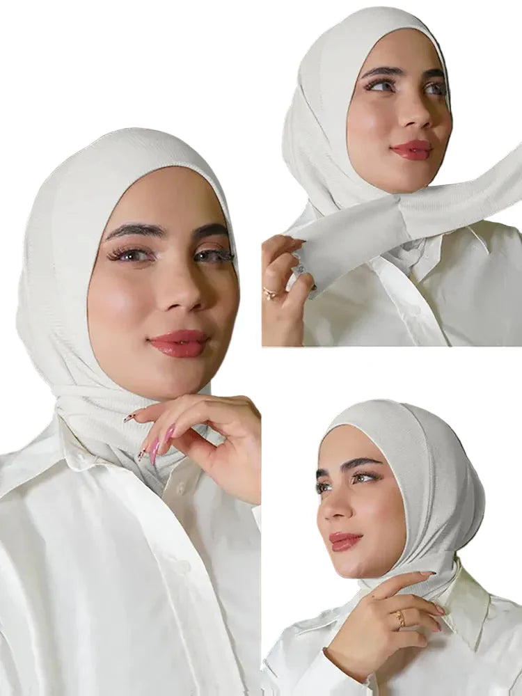 Sous-hijab fin femme – turban stretch ajusté en tissu texturé