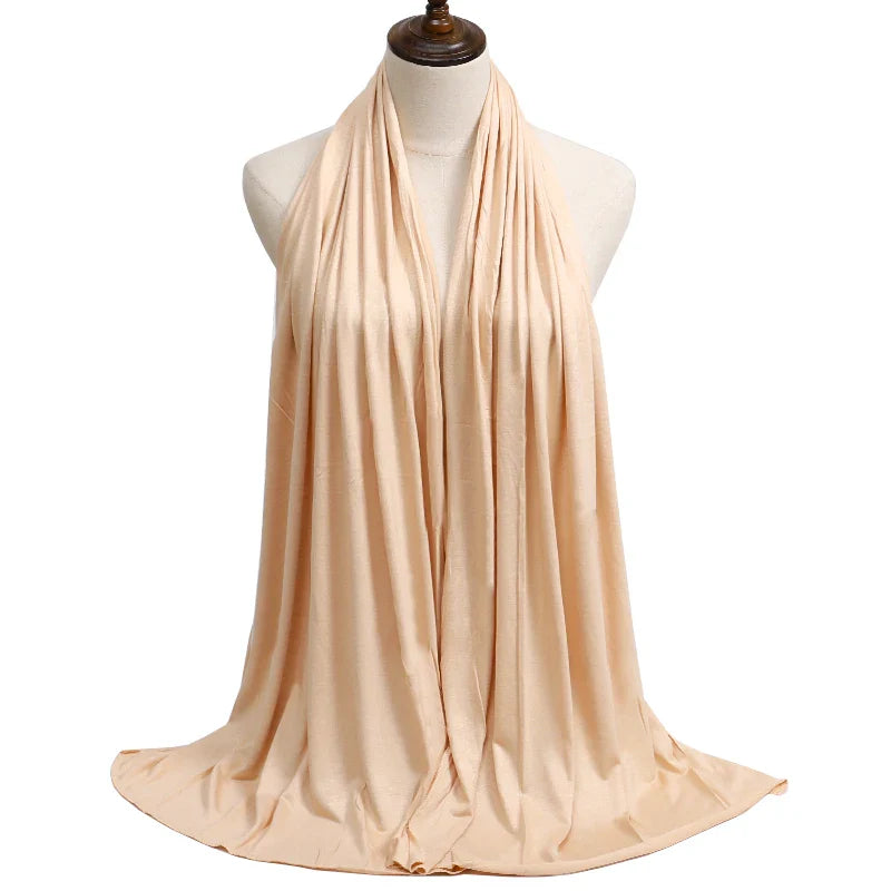Hijab femme jersey coton modal – foulard long uni doux et extensible