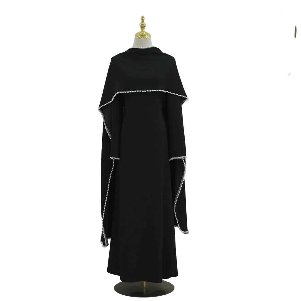 Abaya femme cape et perles – robe longue ample pour occasions