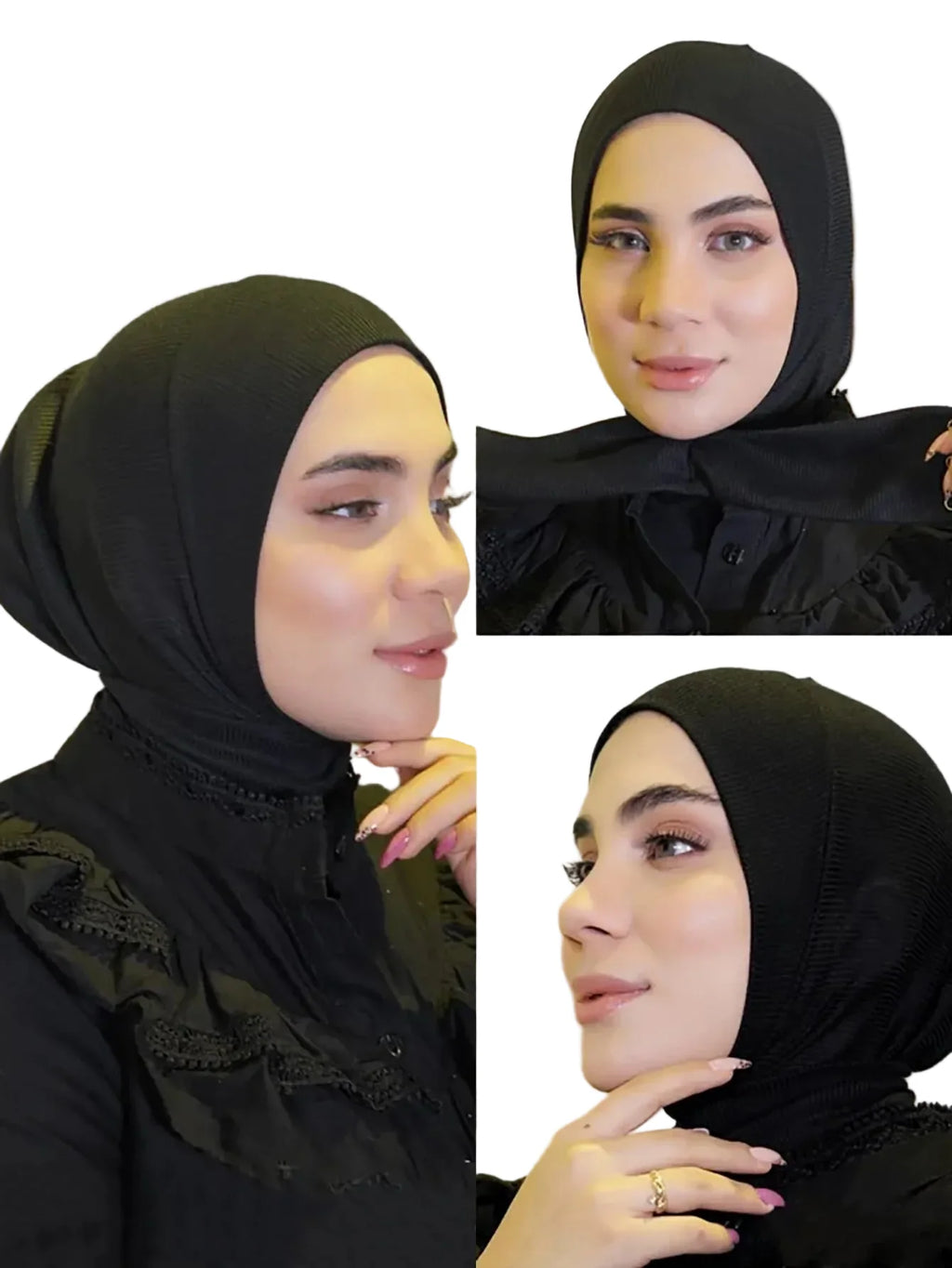 Sous-hijab fin femme – turban stretch ajusté en tissu texturé