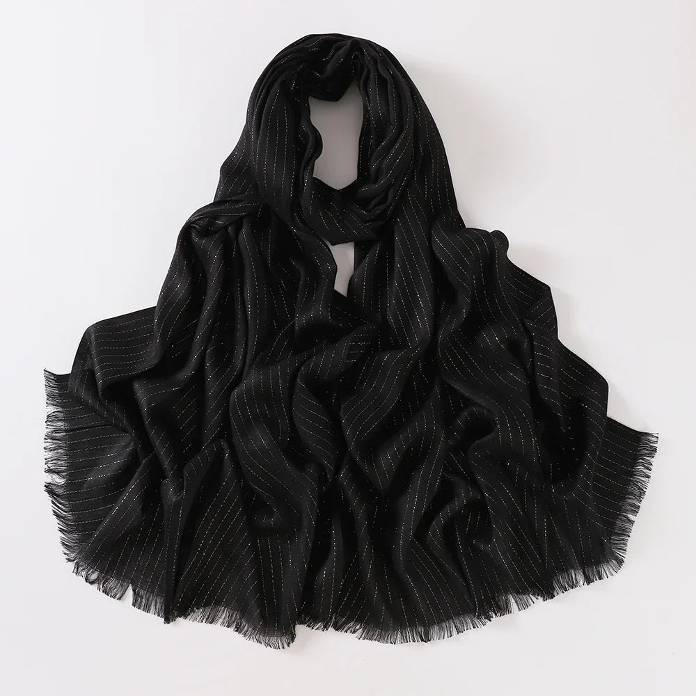 Hijab rayé fil doré – foulard femme léger style voile